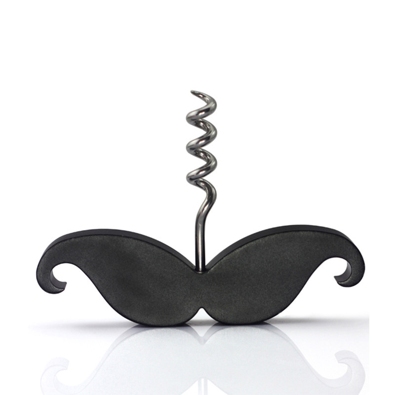 BR-WO38 Beard Shape Wine Corkscrew Black